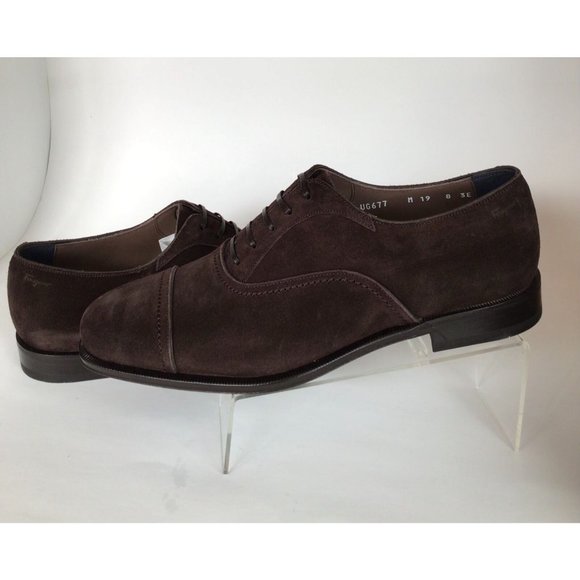 NEW SALVATORE FERRAGAMO Cap Toe Suede Oxfords, Taupe/Stone (Size 8 3E) - $775.00 main image 10
